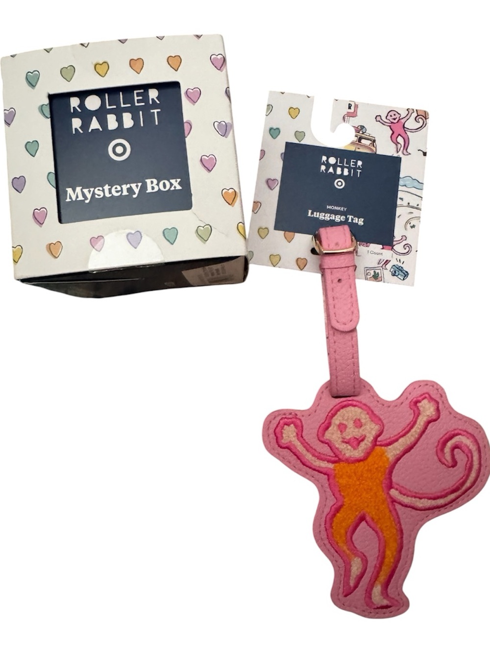 NWT Roller Rabbit x Target Mystery Box + Pink Monkey Luggage Tag Bundle